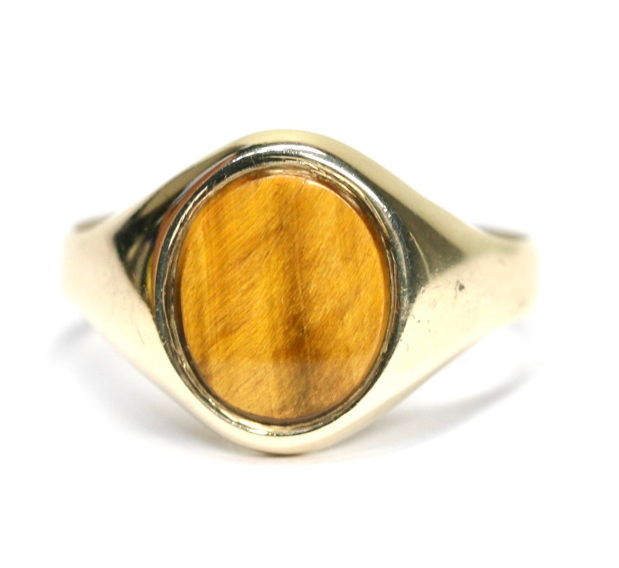 REDUCED ***Superb vintage 9ct yellow gold Tigers Eye ring Birmingham 1977 size X or