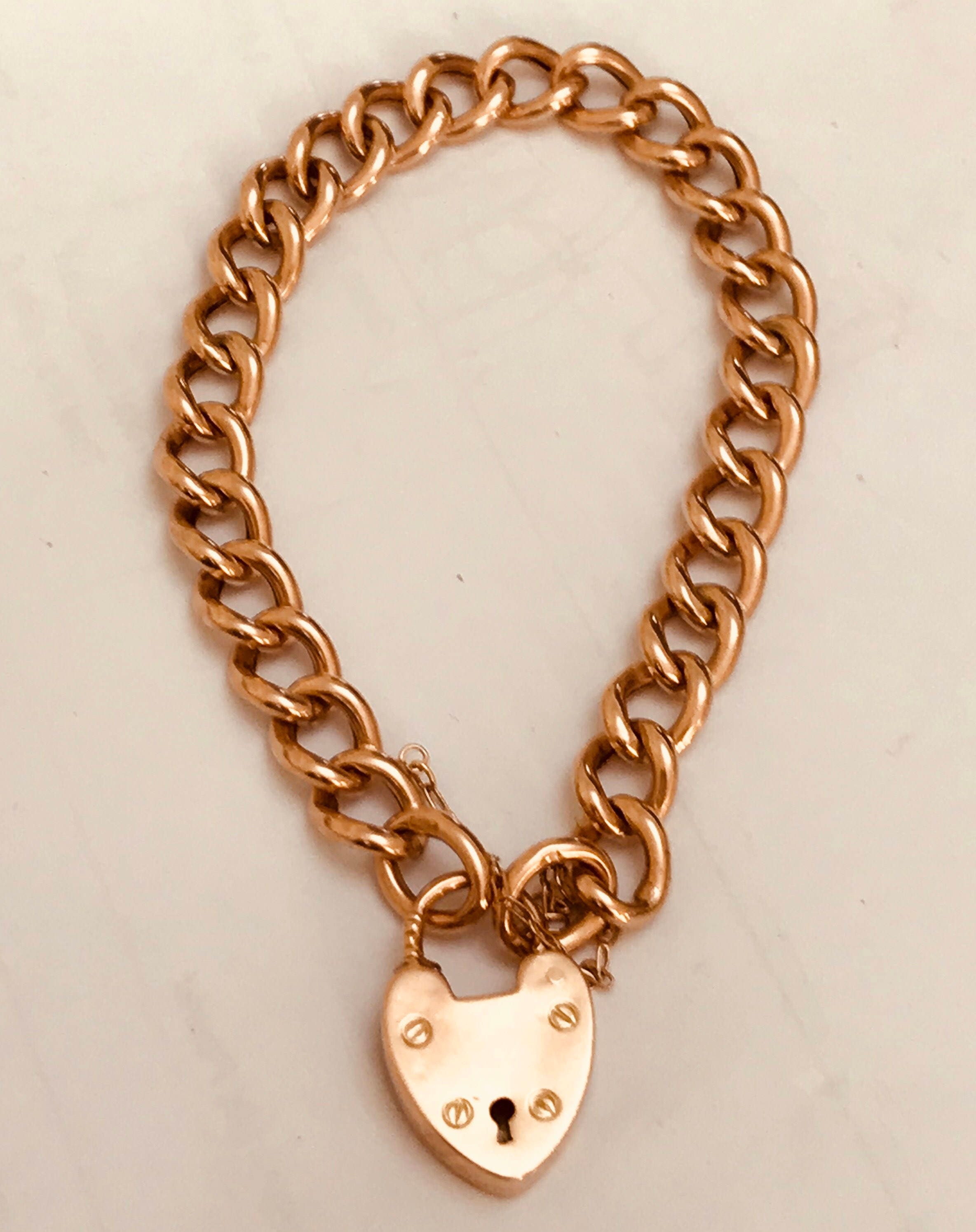 Fabulous antique 9ct rose gold charm bracelet hallmarked Chester 1907