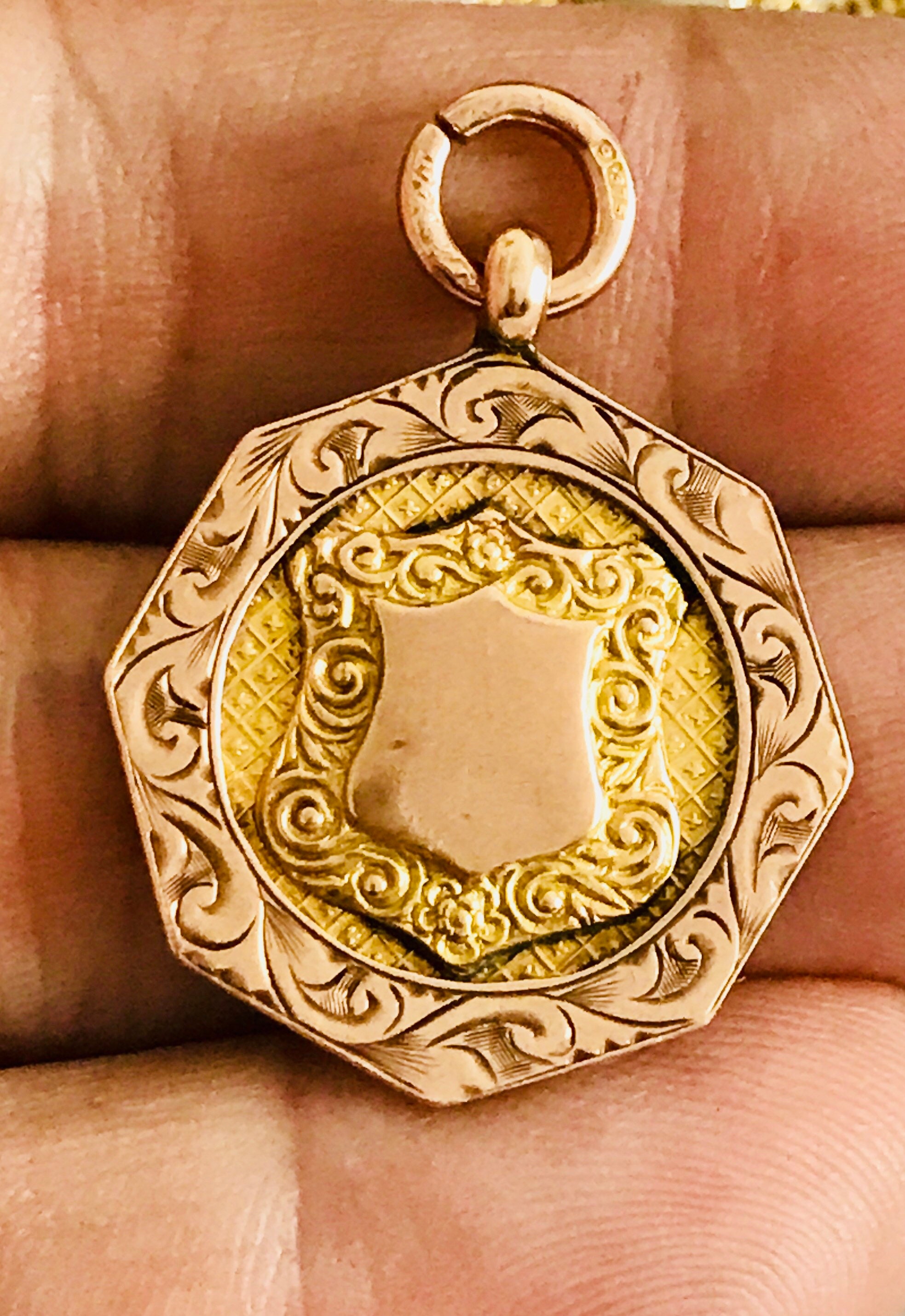 Stunning ornate 9ct Rose gold Albert pocket watch chain fob / pendant