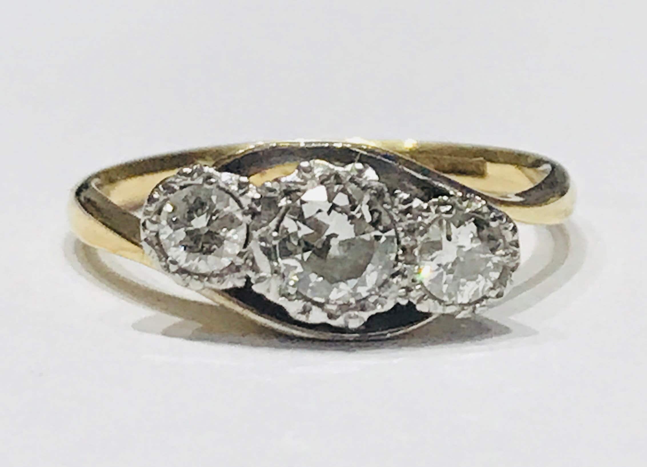 Fabulous antique Art Deco 18ct gold and platinum Diamond trilogy
