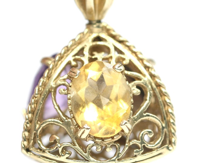 Superb vintage 9ct gold multi gem pendant or charm - hallmarked