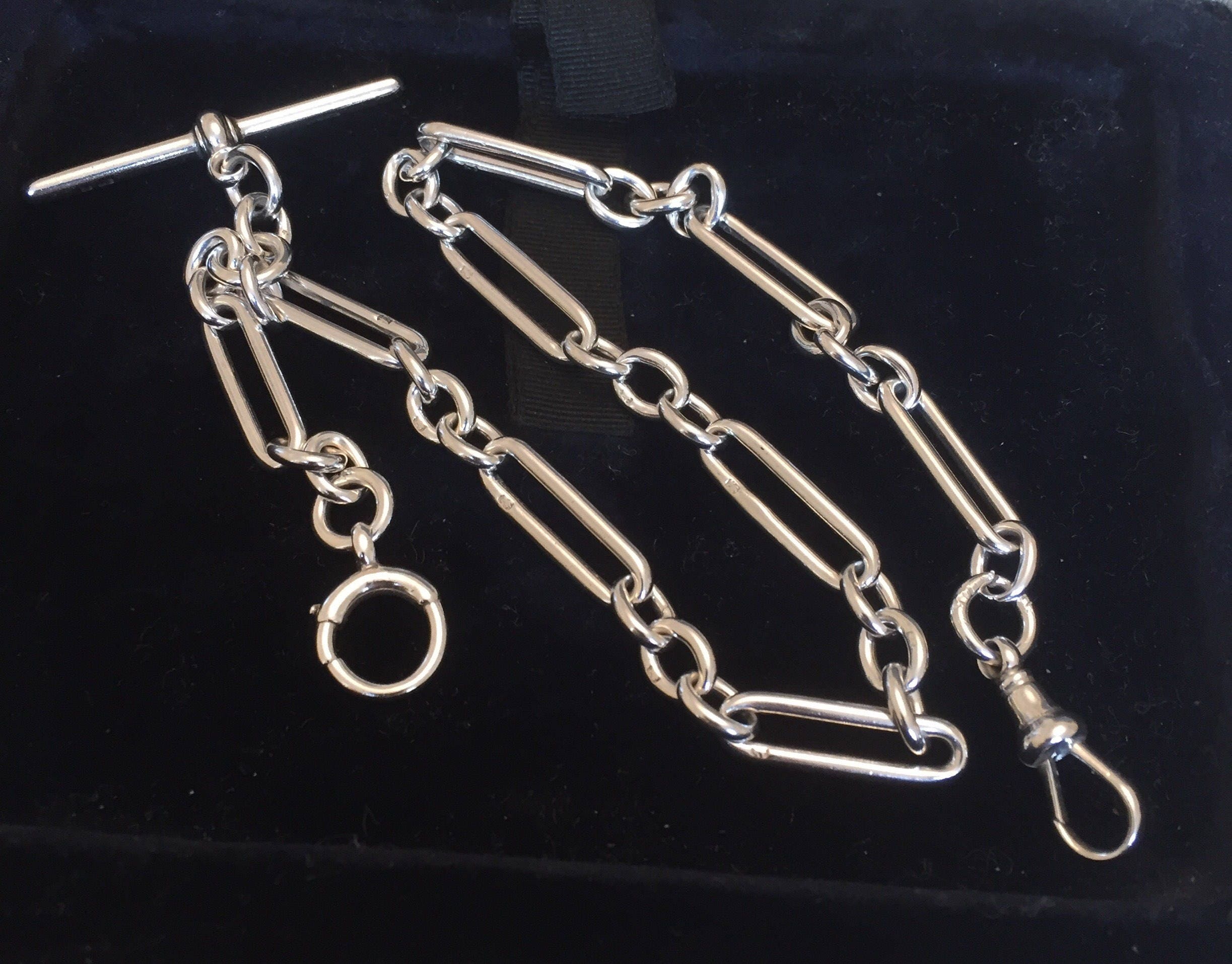 Stunning antique silver Albert chain 1898