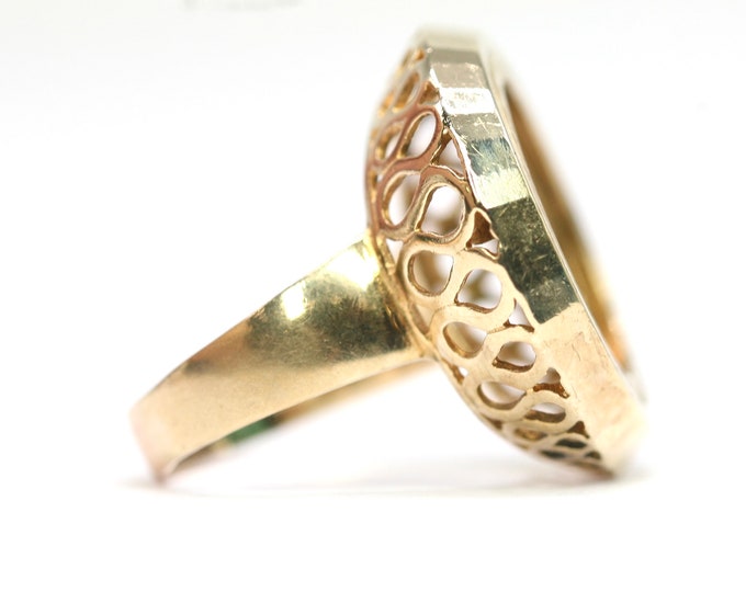 Superb vintage 9ct gold Half Sovereign ring mount - fully hallmarked - size Q or US 8