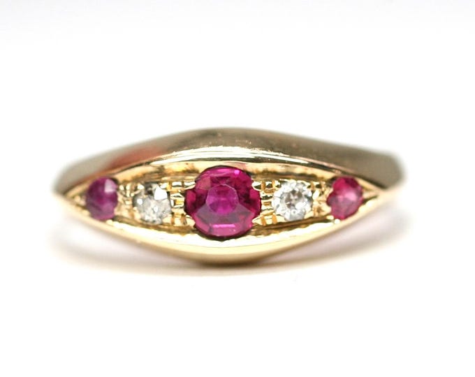 Antique 18ct gold Ruby & Diamond ring - Birmingham 1919 - size i or US 4 1/2