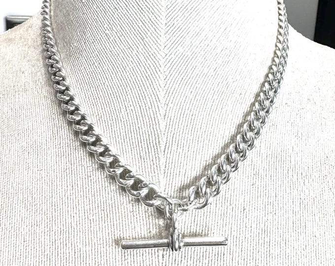 Victorian 16 inch Sterling Silver graduated Albert chain necklace - Birmingham 1896