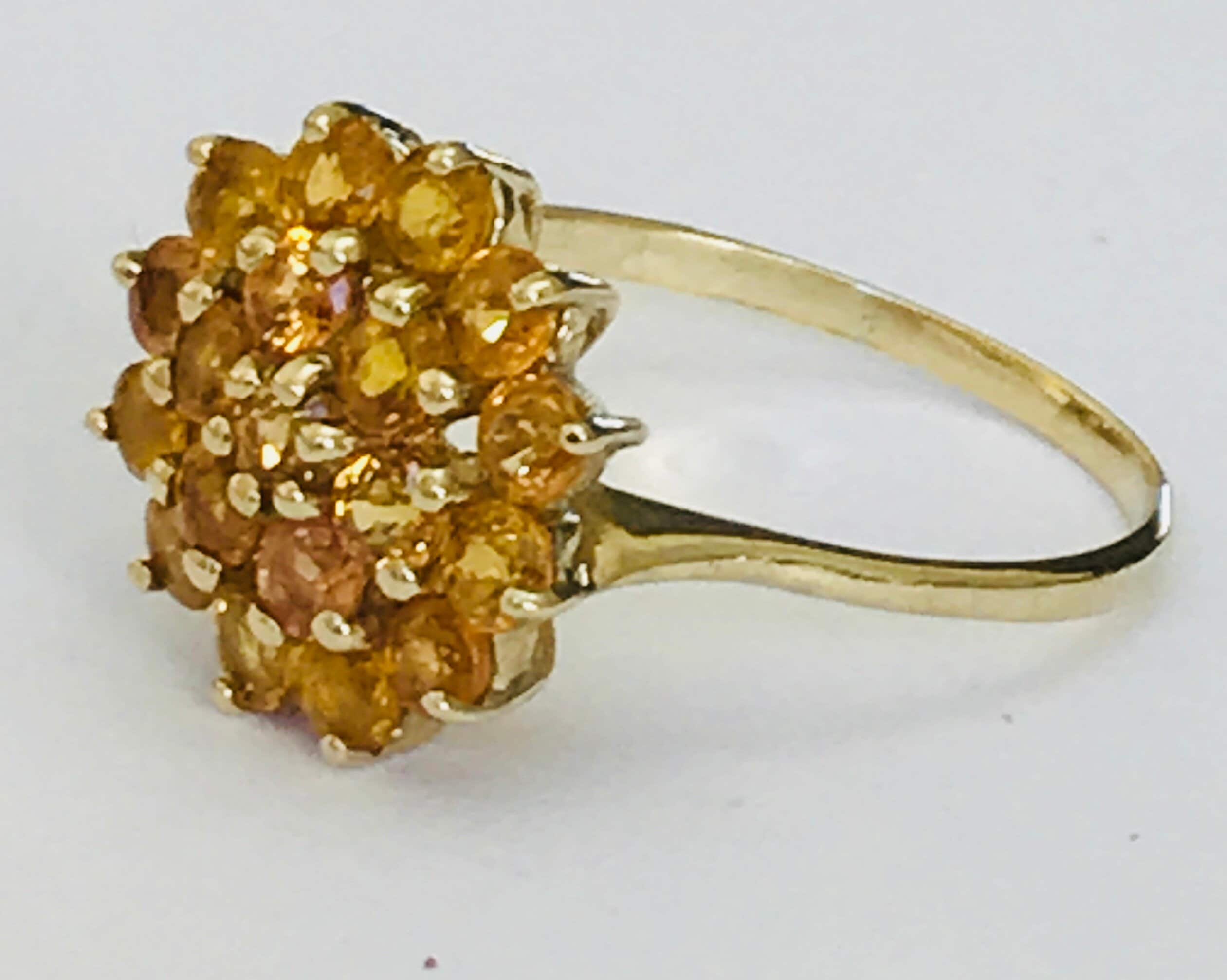 Stunning vintage large size 9ct yellow gold Citrine cluster ring ...