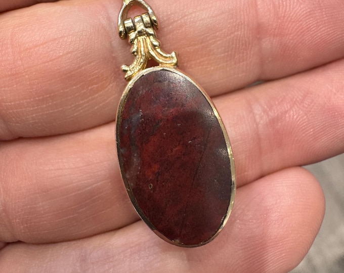 Vintage 9ct Gold Agate Locket Pendant - Hallmarked - 8.5gms