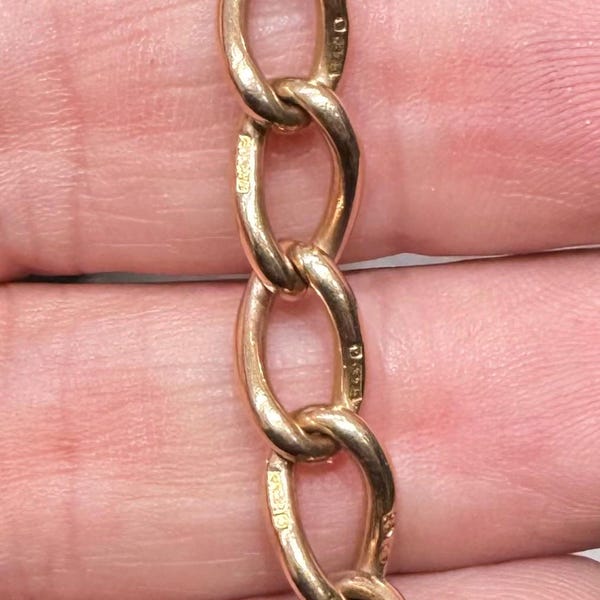 Antique heavy 3 inch 9ct rose gold large link Albert chain extension - fully hallmarked