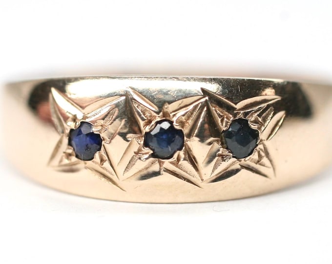 Vintage 9ct gold Sapphire ring - Birmingham 1983 - size S or US 9