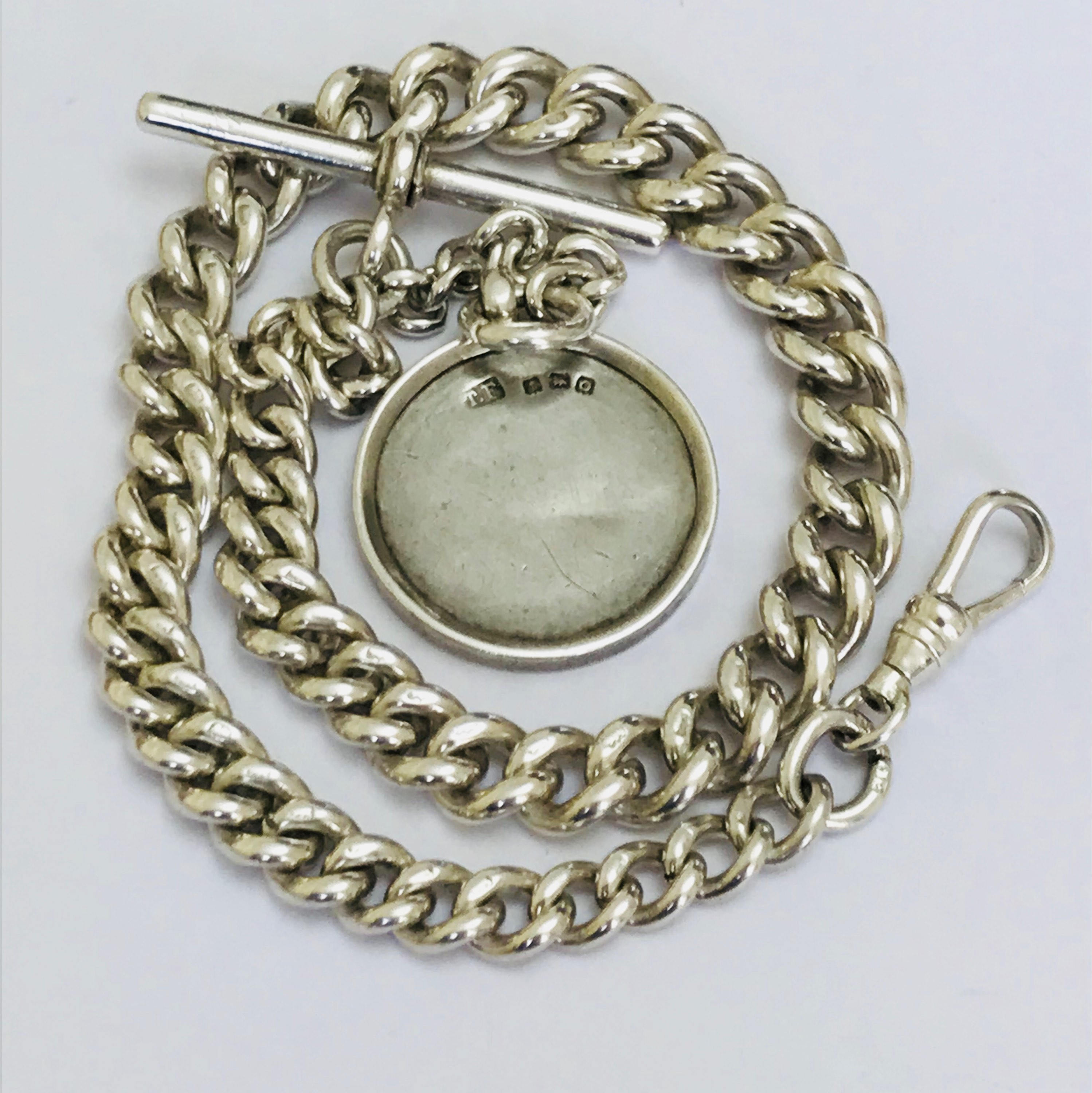 Fabulous antique Edwardian graduated sterling silver Albert pocket