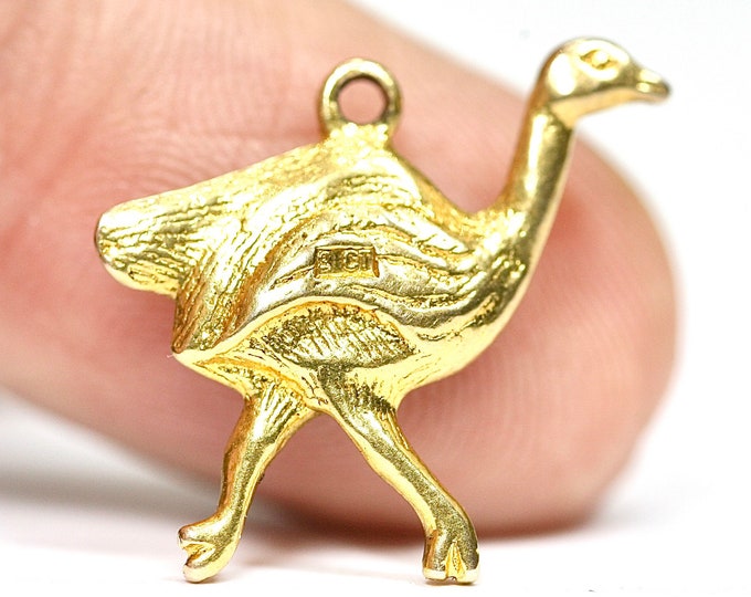 Vintage 9ct yellow gold Emu charm or pendant - stamped 9ct