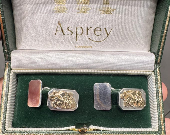 Asprey Sterling Silver Welsh Dragon Cufflinks - Original Box