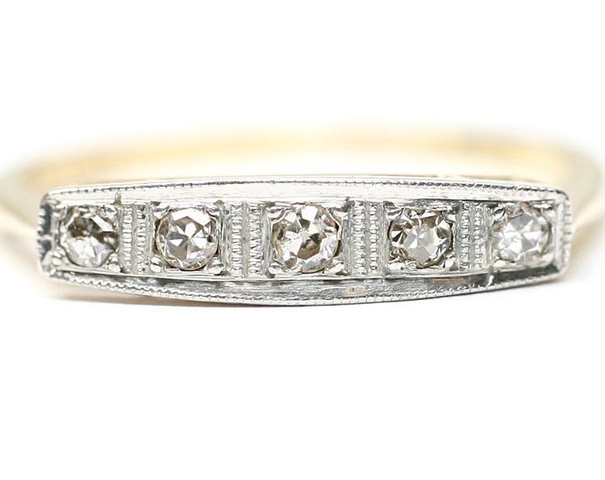 Antique Art Deco 18ct gold Diamond Ring - stamped 18CT - size N or US 6 1/2