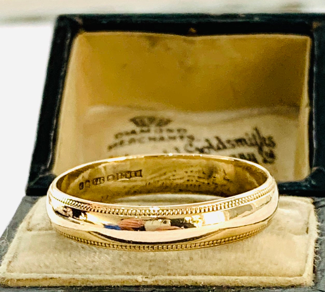 Superb vintage 9ct yellow gold Men's wedding ring - hallmarked London ...