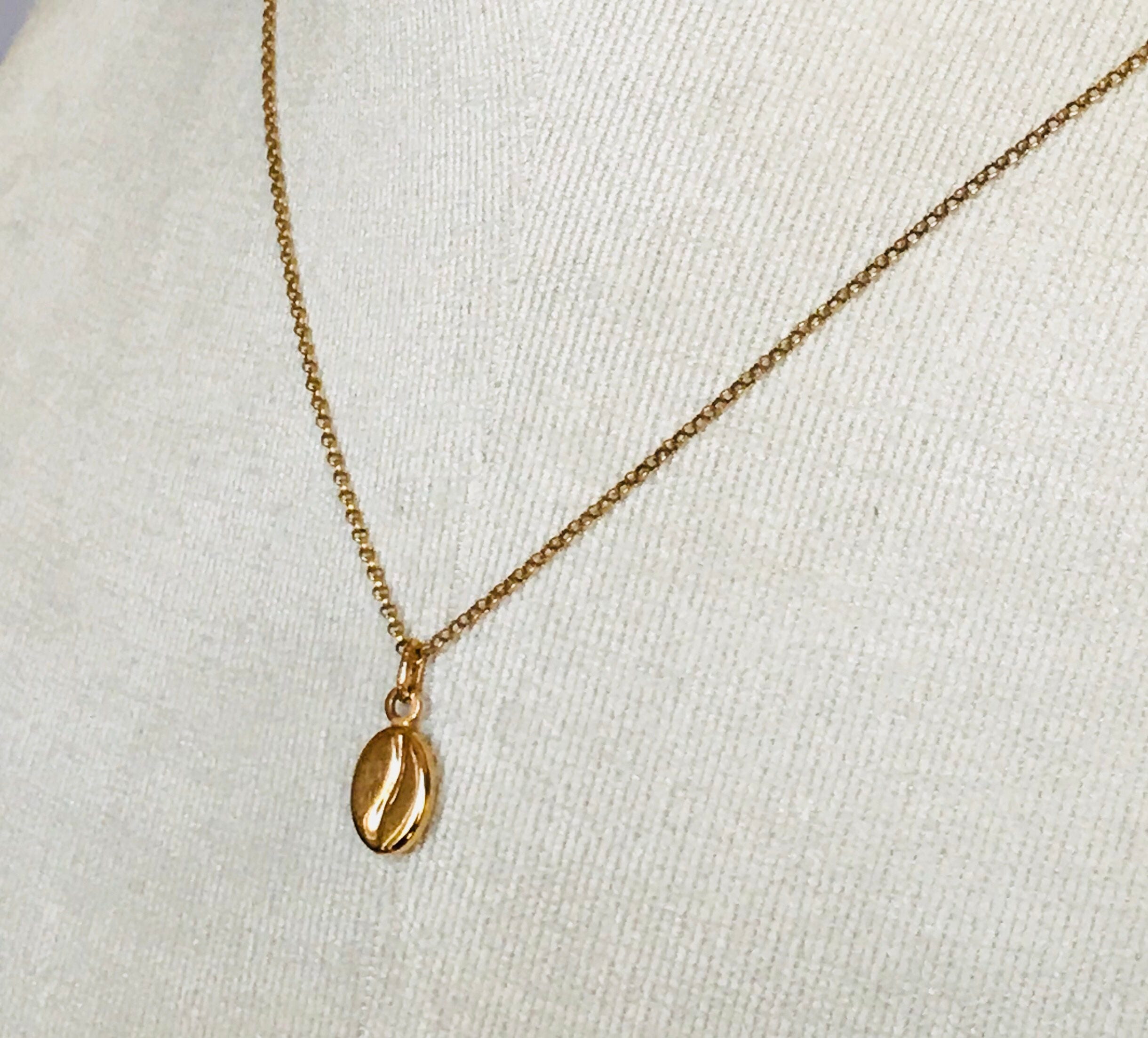 Lovely vintage 9ct yellow gold coffee bean pendant and chain ...