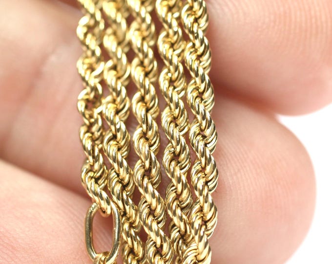9ct gold 18 1/2 inch rope twist chain - fully hallmarked