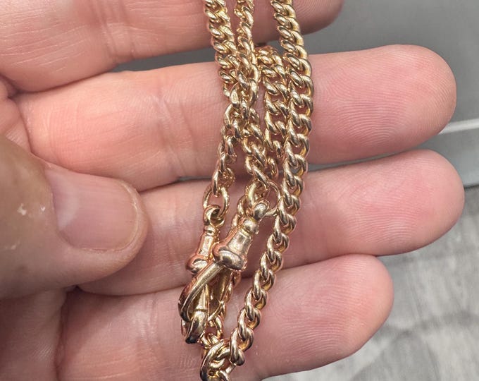 Superb 99 year old 15 1/4 inch 9ct rose gold Albert chain necklace - Birmingham 1926 - 27.5gms