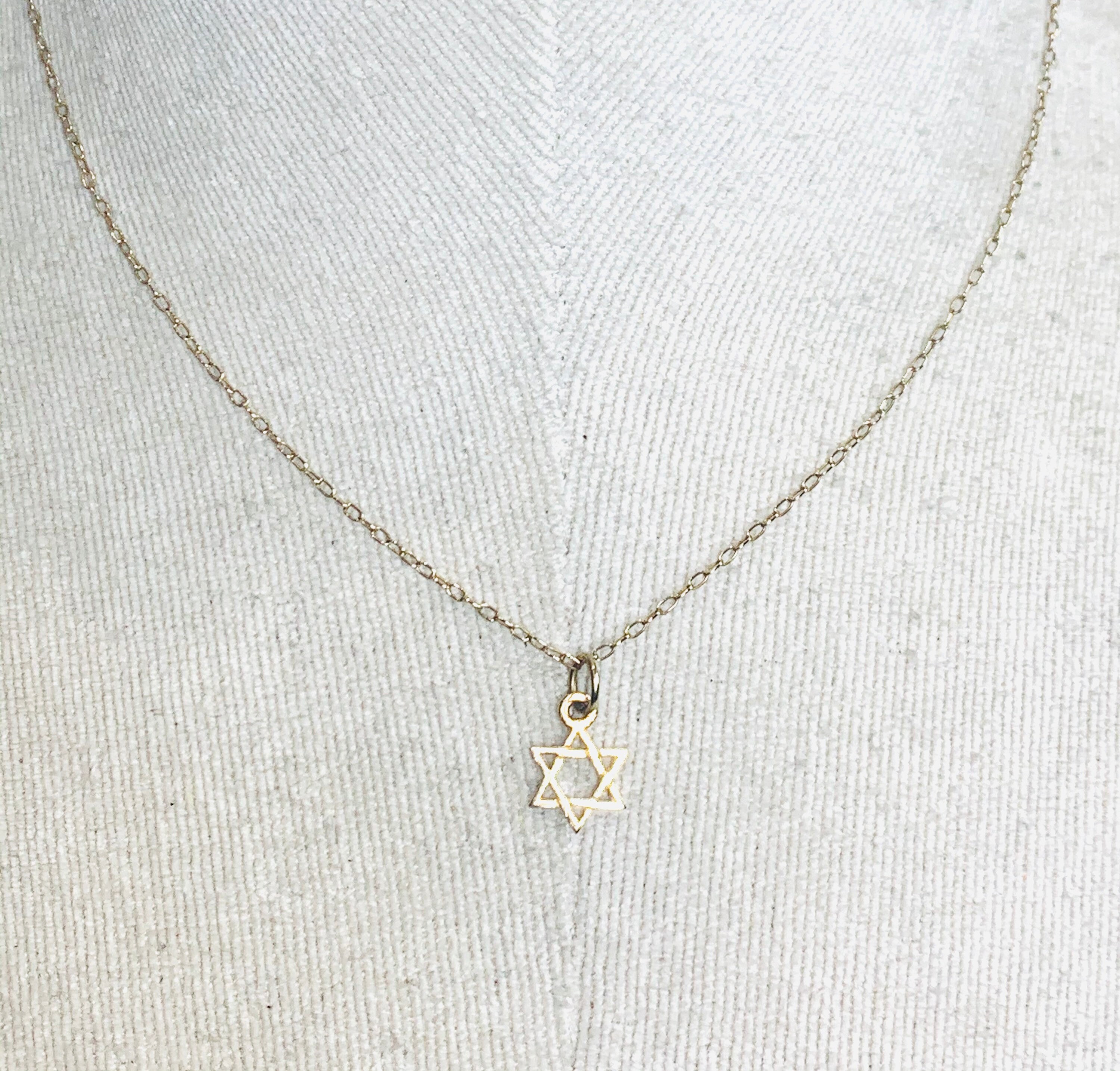 Antique Ladies or Childs 9ct gold 16 inch Star of David necklace ...