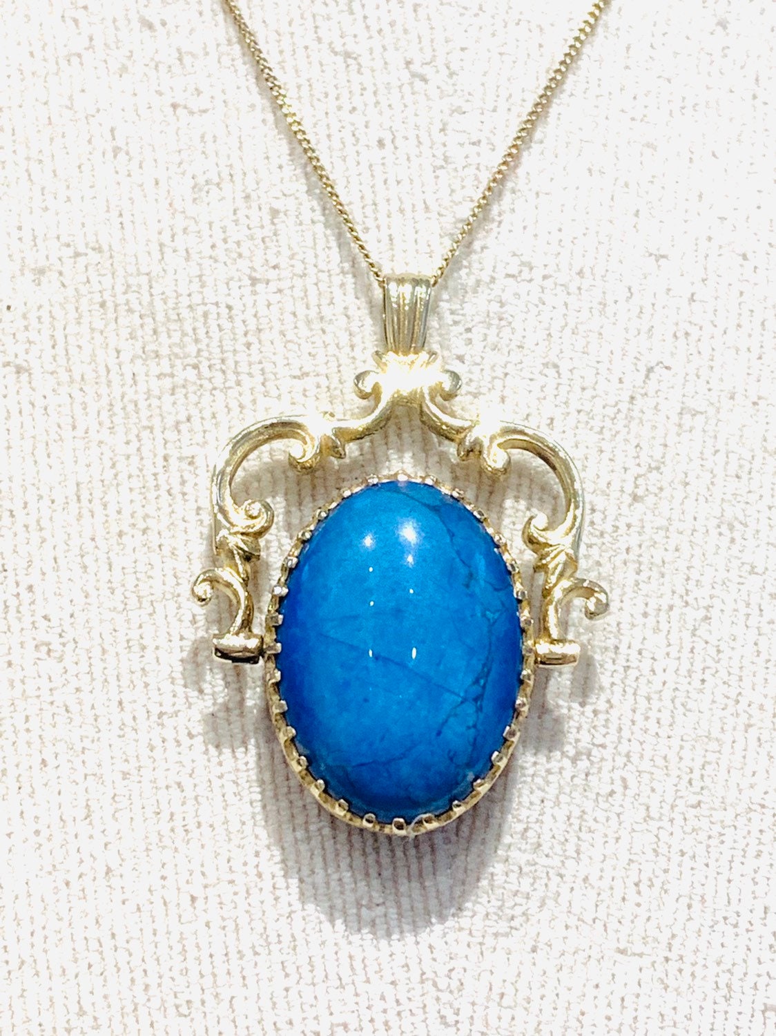 Fabulous large and heavy vintage 9ct gold Lapis Lazuli and Rose Quartz