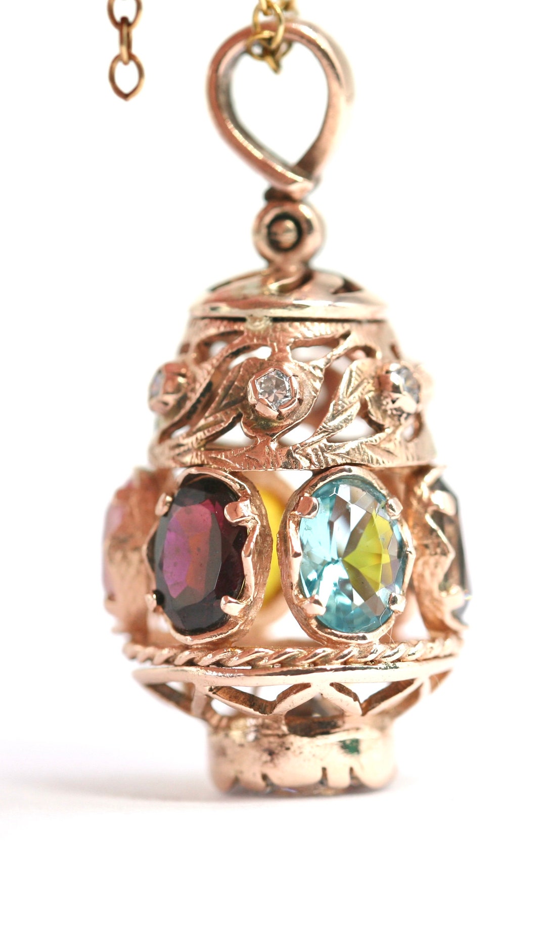 Fabulous Vintage 9ct Rose Gold Multigem Pendant Fully Etsy