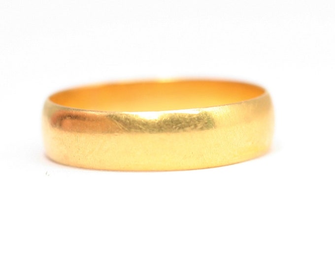Victorian 22ct gold wedding ring - hallmarked Birmingham 1893 - size N 1/2 or 6 3/4