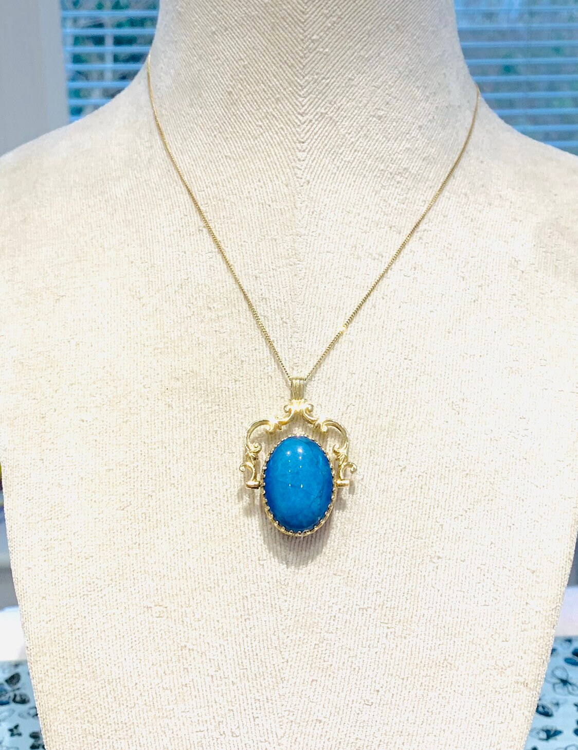 Fabulous large and heavy vintage 9ct gold Lapis Lazuli and Rose Quartz