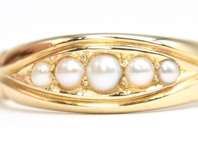 Fabulous antique 134 year old Victorian 18ct gold Pearl ring - hallmarked Birmingham 1890 - size O or US 7