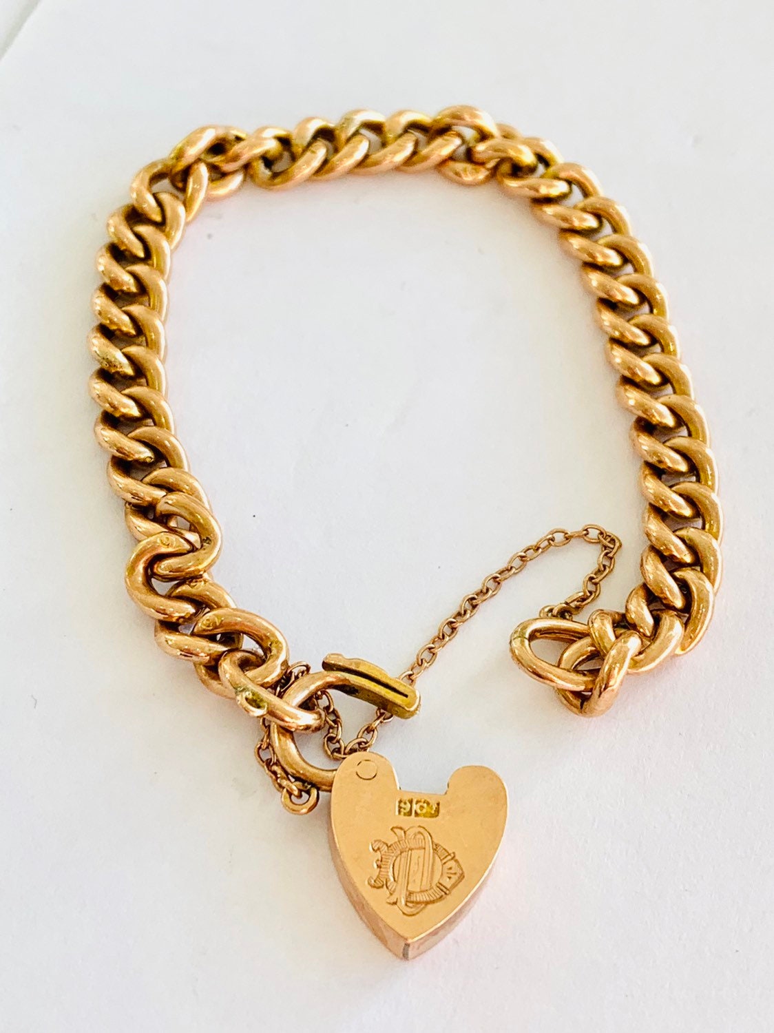 Superb antique Edwardian 9ct rose gold 7 inch charm bracelet with ...