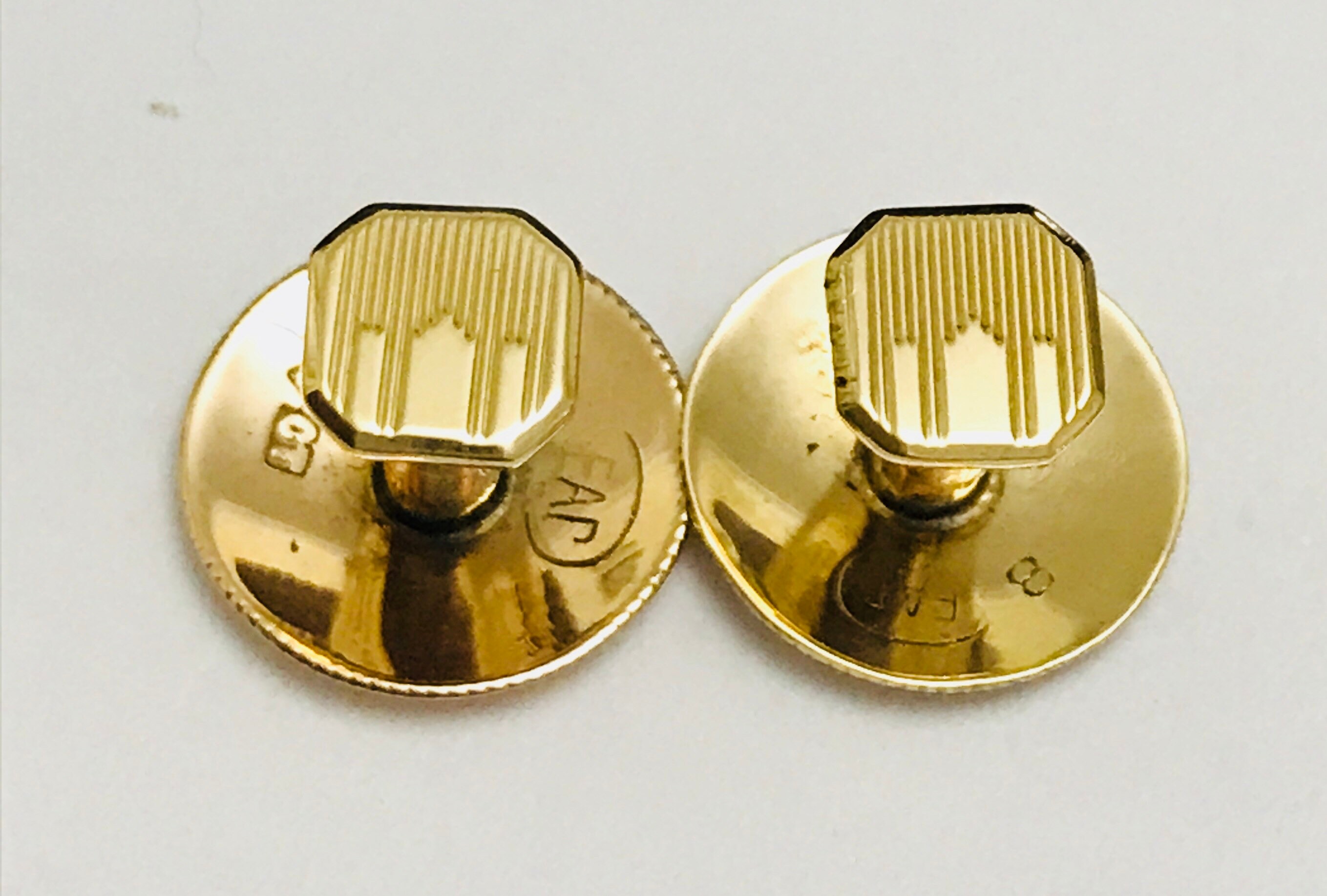 Stunning antique Art Deco 9ct gold shirt studs in original case - 1930's