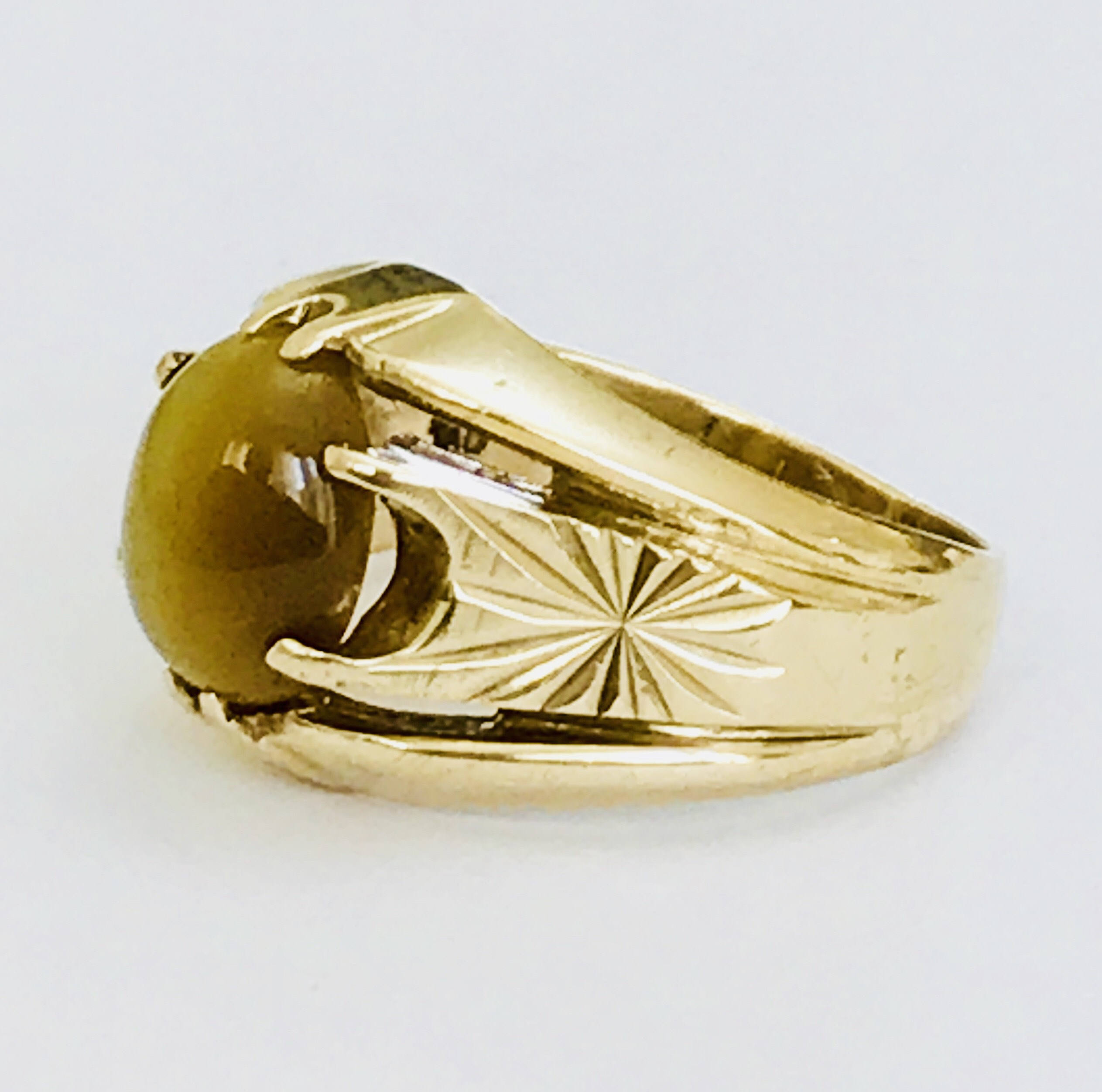 Stunning vintage 9ct yellow gold Tigers Eye signet ring - hallmarked ...