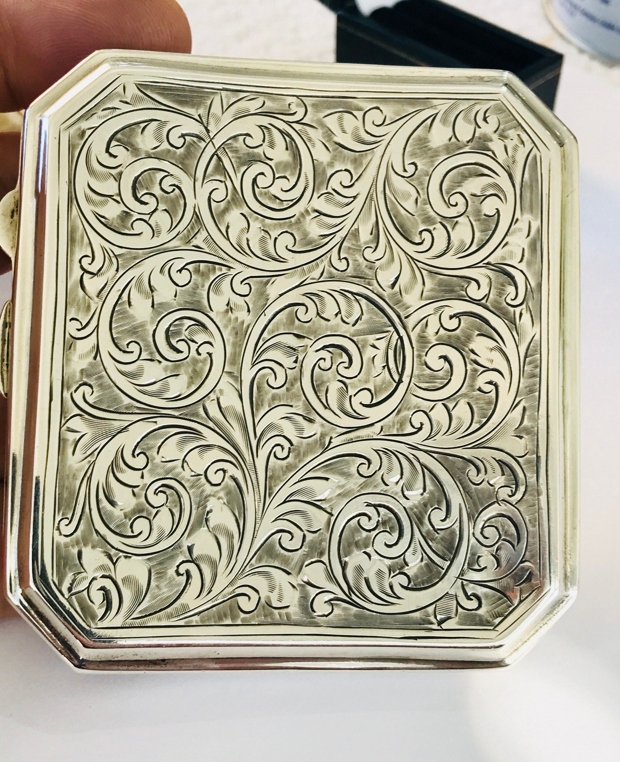Beautifully engraved antique sterling silver cigarette case