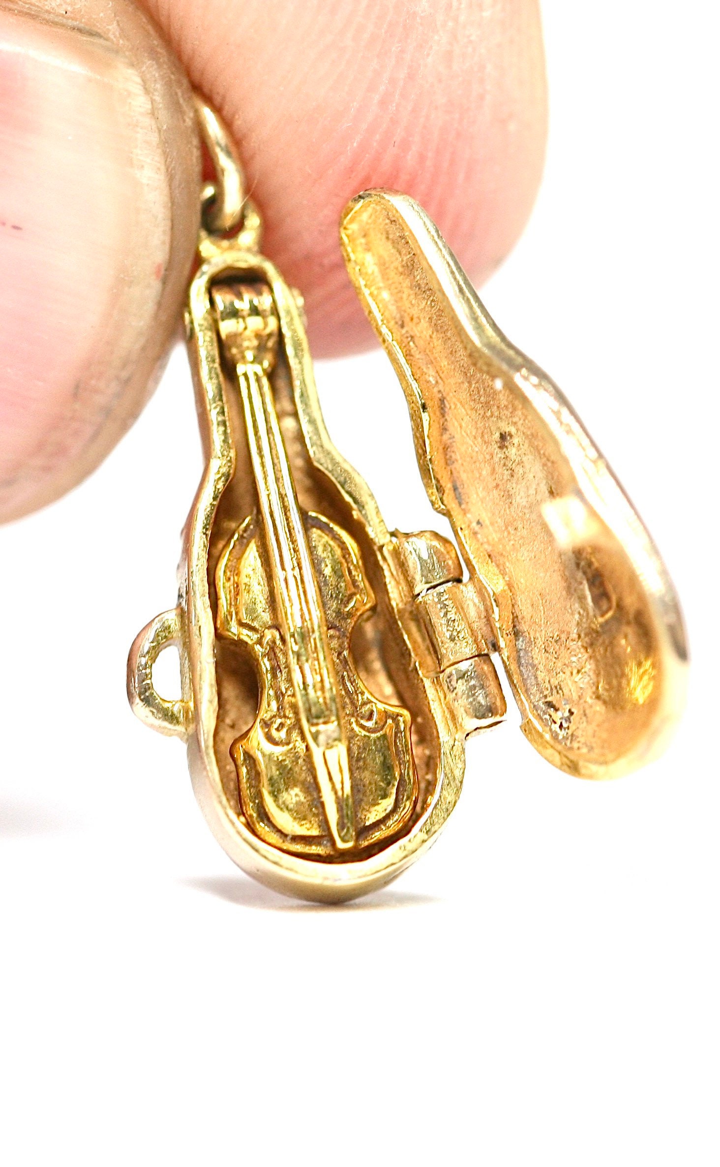 Stunning rare vintage 9ct gold Violin and case charm hallmarked