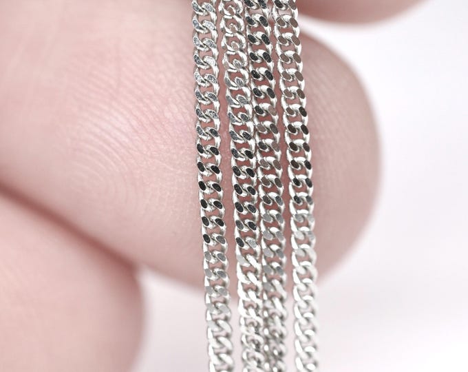 18 inch 9ct white gold fine curb link chain - fully hallmarked