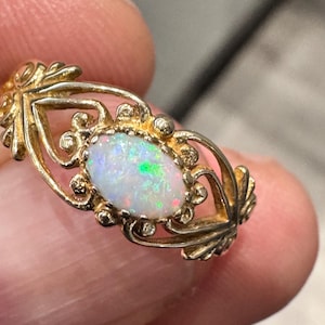 Vintage Opal 9ct Gold Ring - Birmingham 1994 - Size N