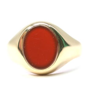 Vintage 18ct gold Carnelian signet ring - hallmarked Birmingham 1989 - size M or US 6 - 5.3gms