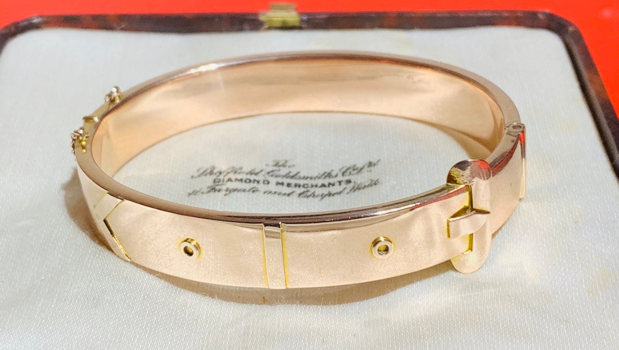 Stunning rare antique Edwardian 9ct rose gold belt buckle bangle
