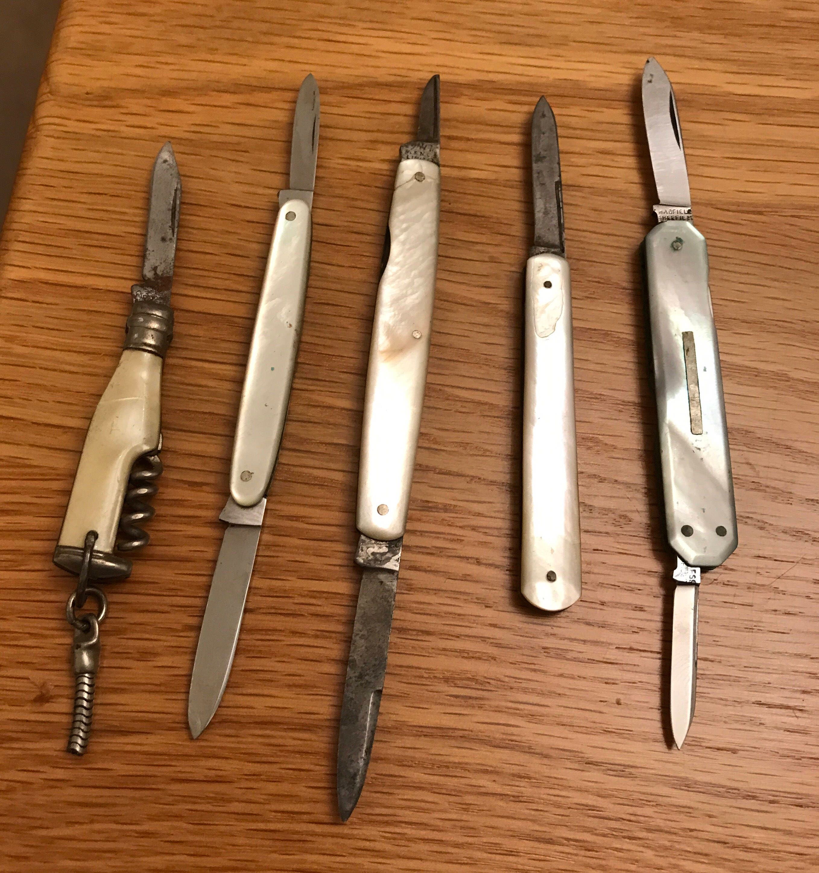 5 antique Sheffield stainless steel fruit knives