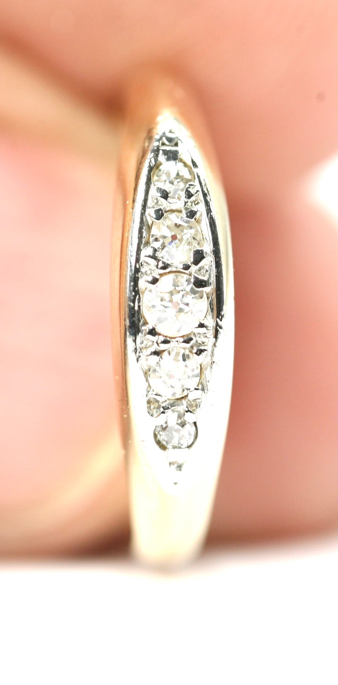 Stunning Antique 9ct Gold 5 Stone Diamond Ring Size L Or US 5 5