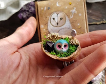 Walnut Shell Owl Pendant