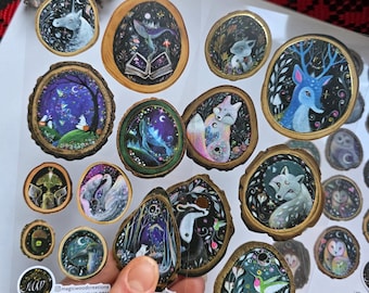 Set of 3 sheets of Magicwoodcreations X Stickiiclub stickers, magical owls