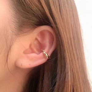 Ear cuff, no piercing, twisted, cartilage piercing, non pierced, fake piercing, rose gold, earring, no pierce, brass, silver, minimal, gold