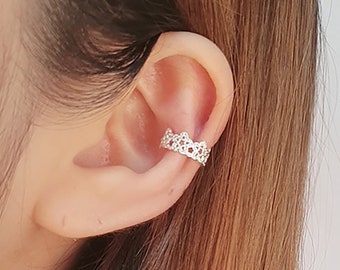 Dainty Lace Cartilage Ear Cuff, Cubic Zirconia, No Piercing