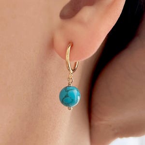 Clip on earrings dangle, turquoise earrings, no pierce hoop, gemstone earrings, invisible clip on, hoop clip on, huggie clip on, minimalist