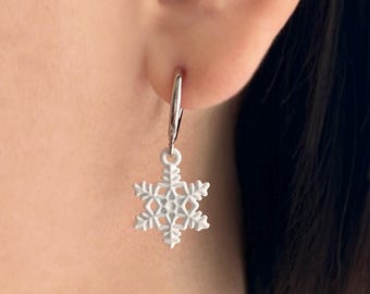 Snowflake Clip On Earrings, White Hoop Clip On Earrings, Non Pierced Earrings, Invisible Clip On, No Piercing Earrings, Huggie Clip On, NF33