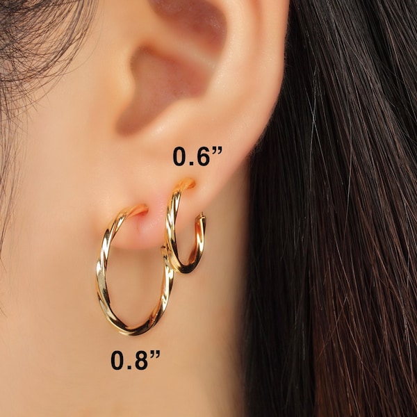 No piercing earrings, non pierced earrings, hoop earrings, no pierce earrings, minimal, invisible clip on earrings, twisted, gold, silver