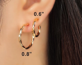 No piercing earrings, non pierced earrings, hoop earrings, no pierce earrings, minimal, invisible clip on earrings, twisted, gold, silver