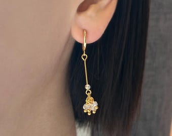 Wedding Clip On Earrings, Crystal Cluster Hoop Clip On Earrings, Non Pierced Earrings, Gold or Silver, No Pierce Earrings, NF27
