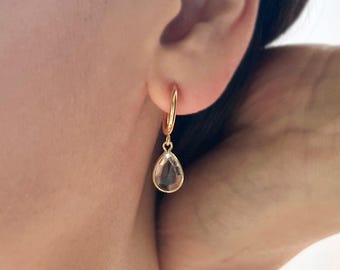Hoop Clip On Earrings, Invisible Clip On, Teardrop Earrings, Non Pierced Earrings, Minimalist, NF-36