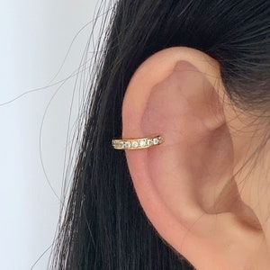 Ear cuff no piercing, sterling silver, cubic zirconia, non pierced, earrings, cartilage earcuff, CZ, no pierce, rose gold, 925 silver