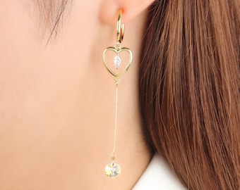 Cubic Zirconia Heart Clip On Earrings, Rose Gold Non Pierced